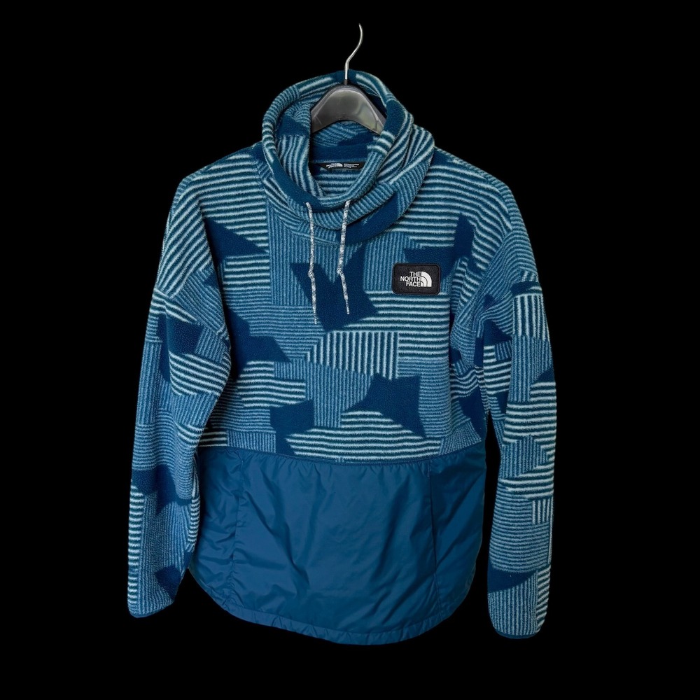 The‎ North Face Womens Blue Patterned Fleece Funnel Neck Pullover XL NF0A34MK